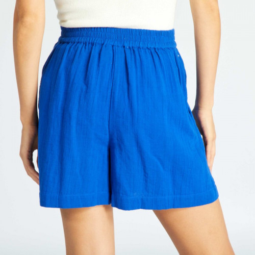 Short en double gaze de coton - Bleu