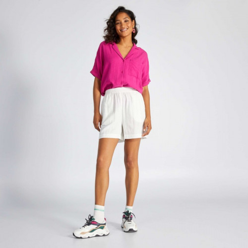 Short en double gaze de coton - Blanc