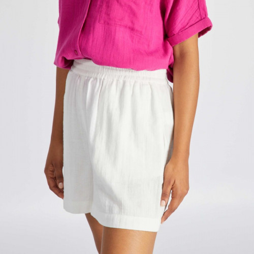 Short en double gaze de coton - Blanc