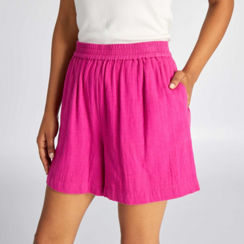 Short en double gaze de coton - Rose