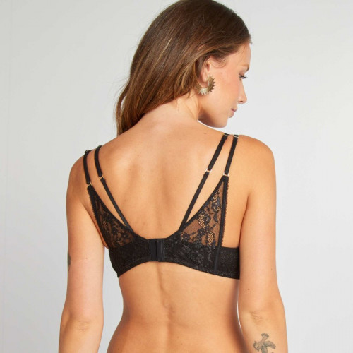 Soutien-gorge D&E en dentelle pailleté - Noir