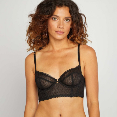 Soutien-gorge corbeille en tulle - Noir