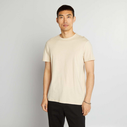 T-shirt droit en jersey uni - Beige