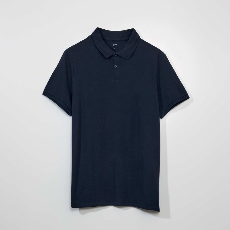 Polo en piqué de coton - Bleu marine