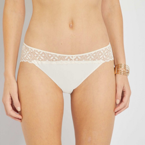 Culotte micro et dentelle - Beige