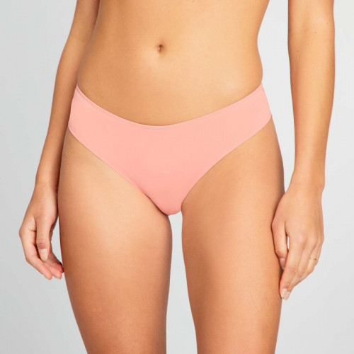 Tanga micro et dentelle - Rose pêche