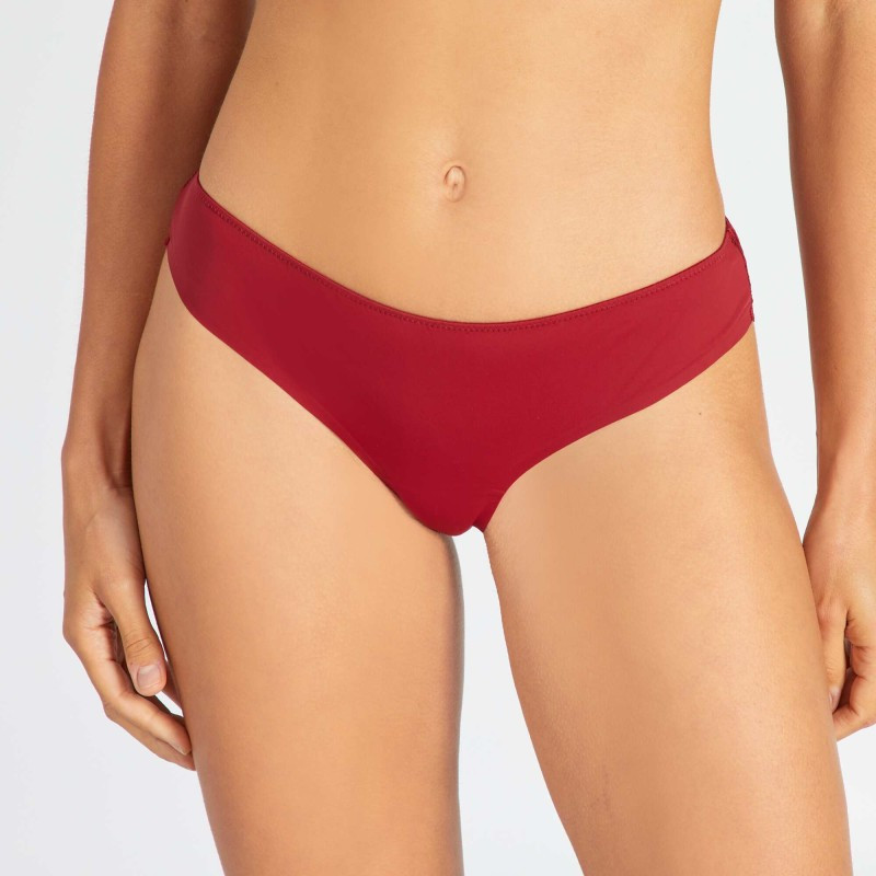 Tanga micro et dentelle - Rouge rhubarbe