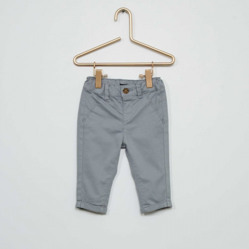 Pantalon chino uni - Bleu gris