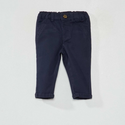 Pantalon chino uni - Bleu marine