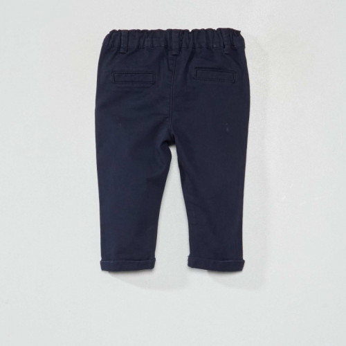 Pantalon chino uni - Bleu marine