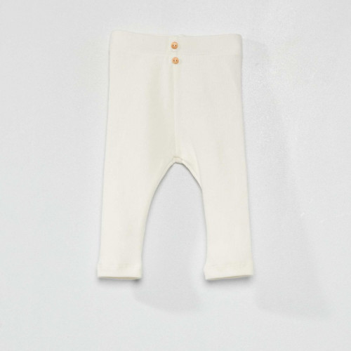 Legging uni en maille côtelée - Blanc