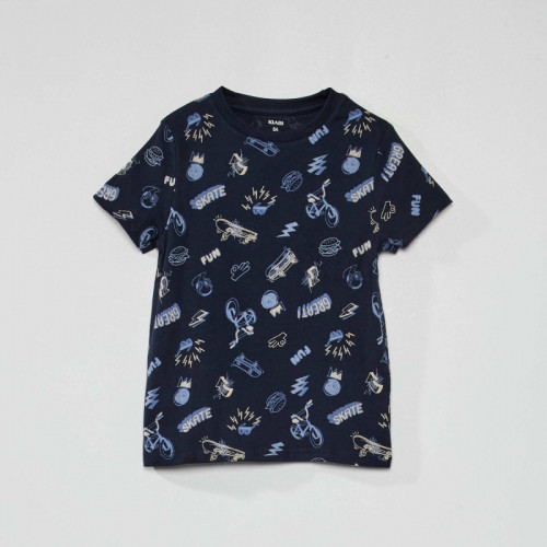 Tee-shirt à motif pur coton - Bleu marine 'skate'