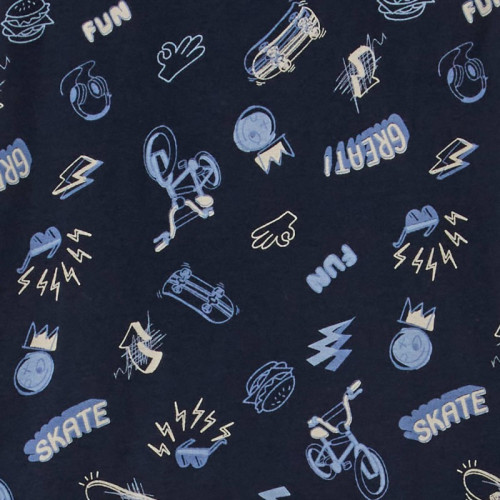 Tee-shirt à motif pur coton - Bleu marine 'skate'