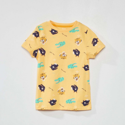 Tee-shirt à motif pur coton - Jaune