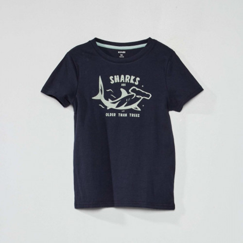 T-shirt en jersey avec imprimé - Bleu marine 'sharks'