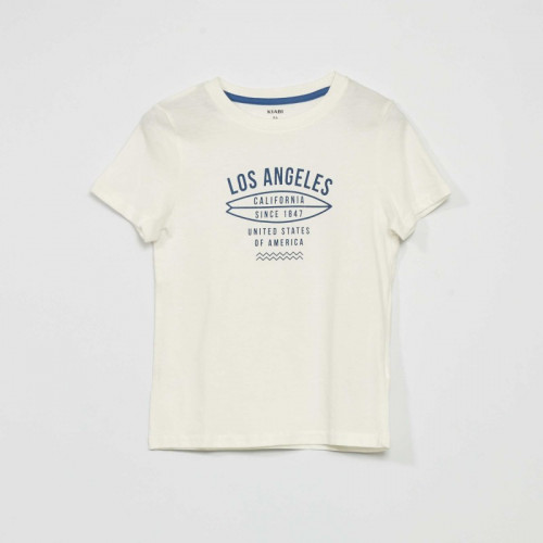 T-shirt en jersey avec imprimé - Beige/bleu