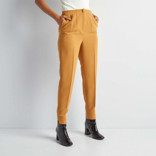 Pantalon cigarette taille haute - Jaune