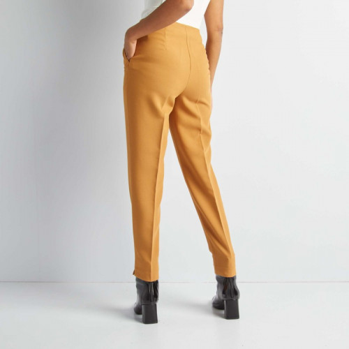 Pantalon cigarette taille haute - Jaune