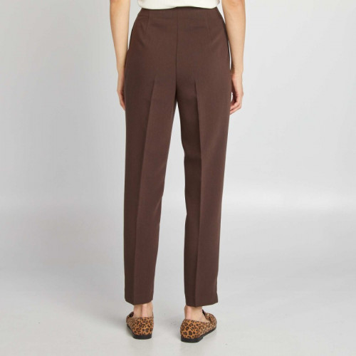 Pantalon cigarette taille haute - Marron