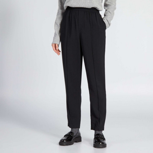 Pantalon regular en twill type jogging - Noir