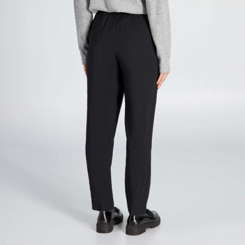 Pantalon regular en twill type jogging - Noir