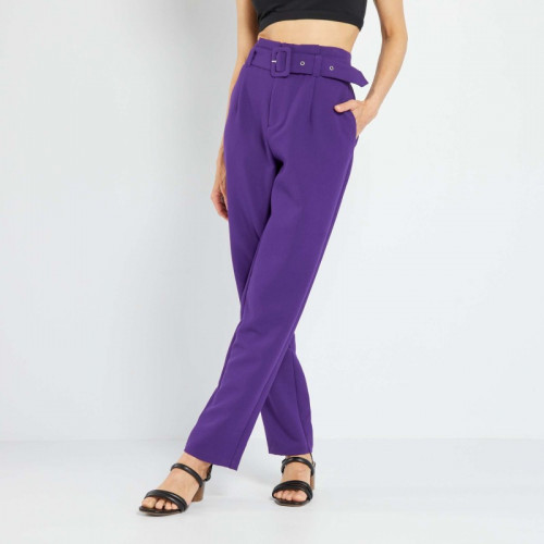 Pantalon carotte avec ceinture - Violet