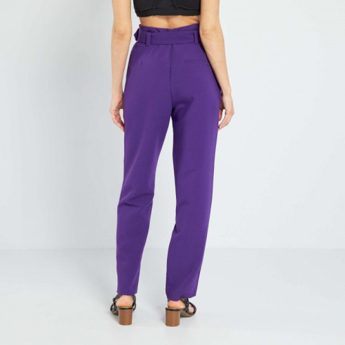 Pantalon carotte avec ceinture - Violet