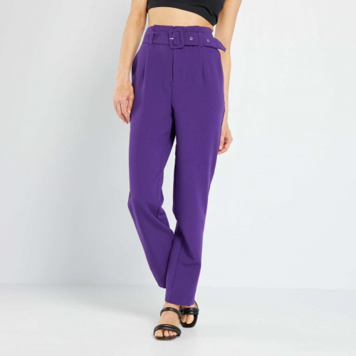 Pantalon carotte avec ceinture - Violet