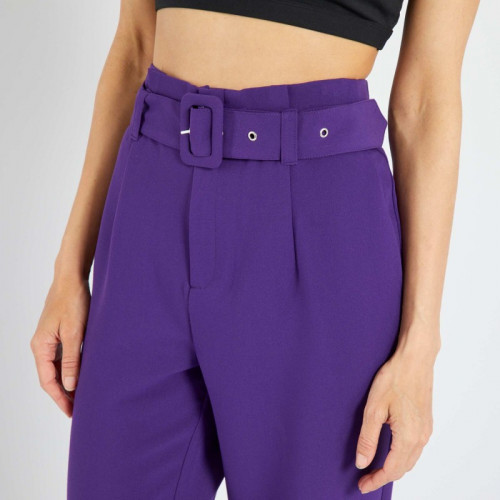 Pantalon carotte avec ceinture - Violet