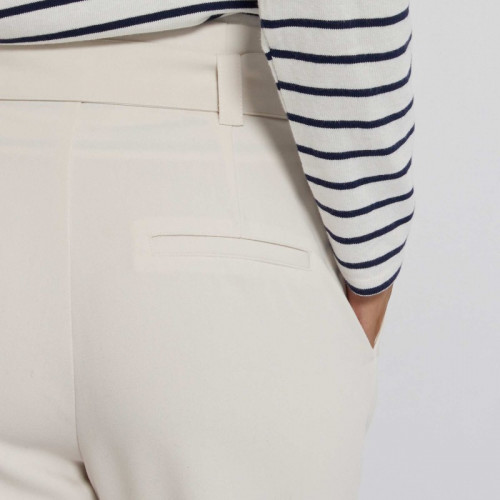 Pantalon carotte avec ceinture - Blanc calcaire