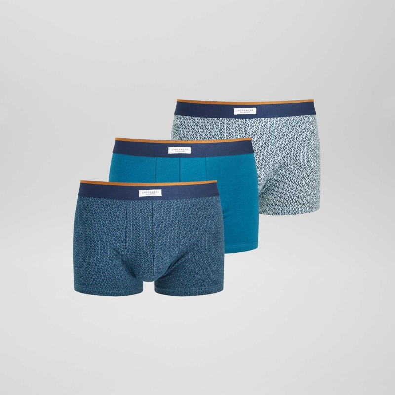 Lot 3 boxers stretch - Bleu canard