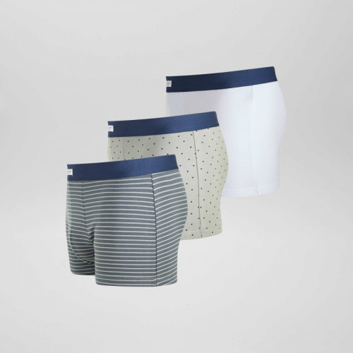 Lot 3 boxers stretch - Gris/vert/blanc