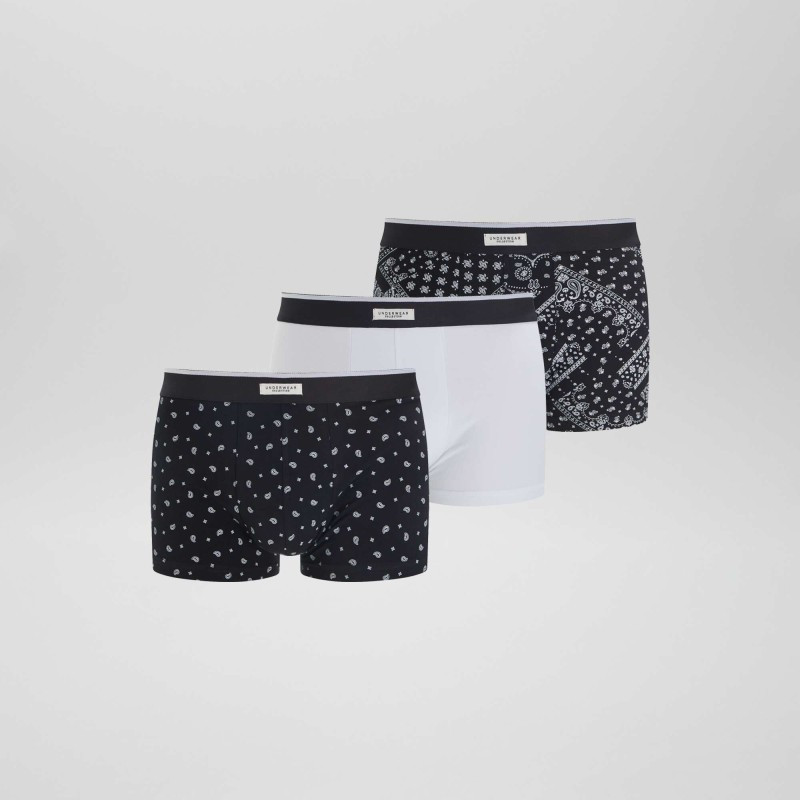 Lot 3 boxers stretch - Noir/gris