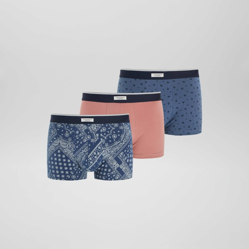 Lot 3 boxers stretch - Bleu/rose