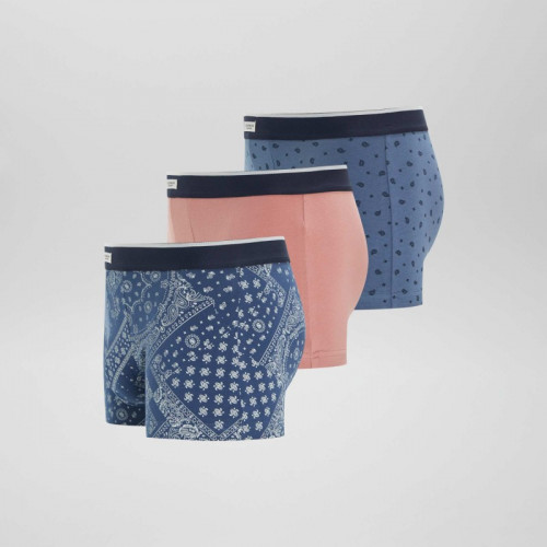 Lot 3 boxers stretch - Bleu/rose