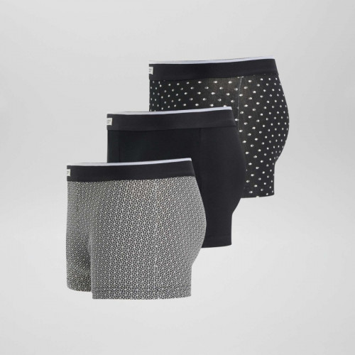 Lot 3 boxers stretch - Blanc/noir