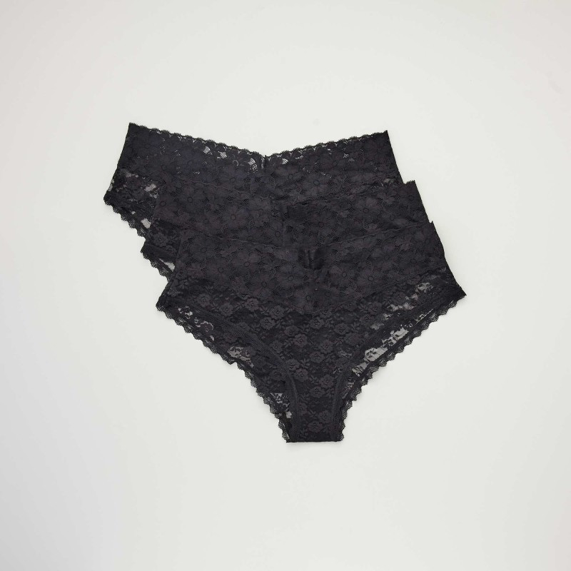 Lot de 3 shorties dentelle - Noir