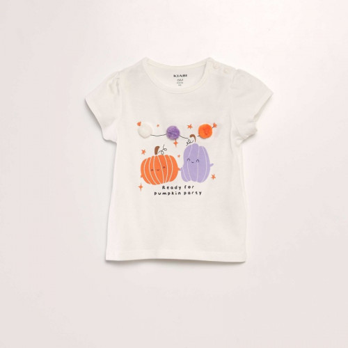 T-shirt 'citrouilles' manches courtes - Blanc