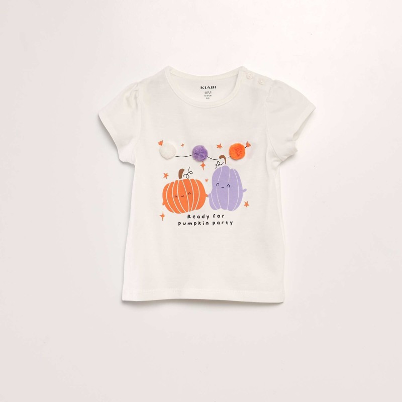 T-shirt 'citrouilles' manches courtes - Blanc