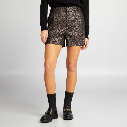 Short avec motif jacquard - Noir