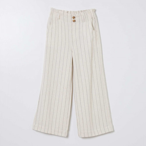 Pantalon droit rayé - Beige