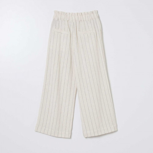 Pantalon droit rayé - Beige