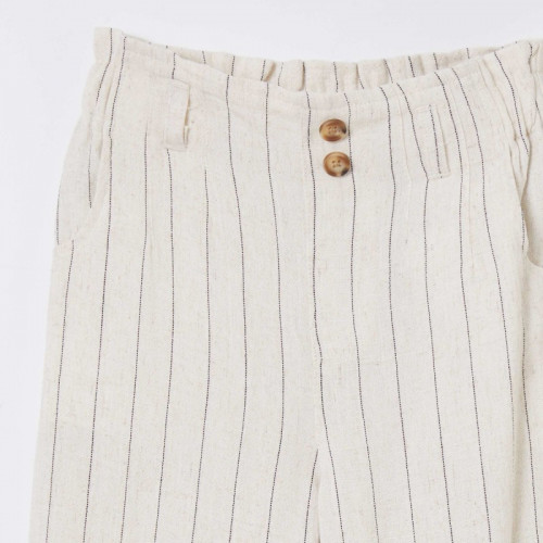 Pantalon droit rayé - Beige