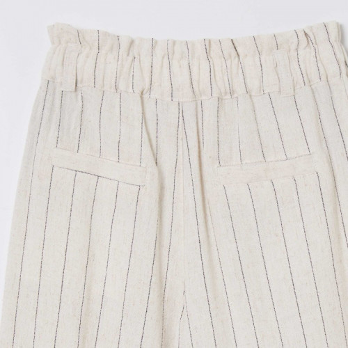 Pantalon droit rayé - Beige