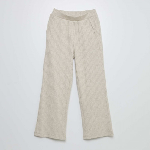 Pantalon évasé en maille côtelé - Beige