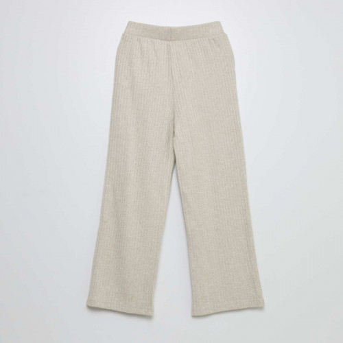 Pantalon évasé en maille côtelé - Beige