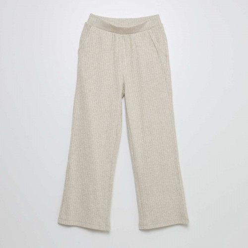 Pantalon évasé en maille côtelé - Beige