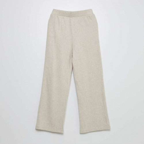 Pantalon évasé en maille côtelé - Beige