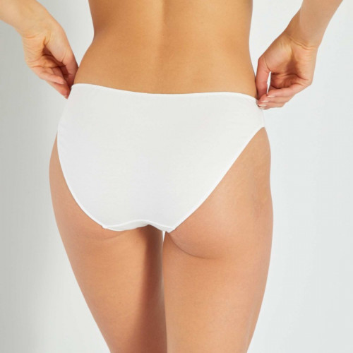 Culotte coton galon dentelle - Blanc