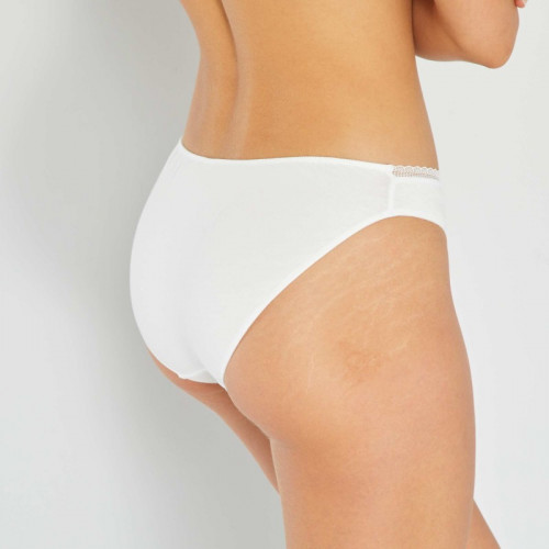 Culotte coton galon dentelle - Blanc